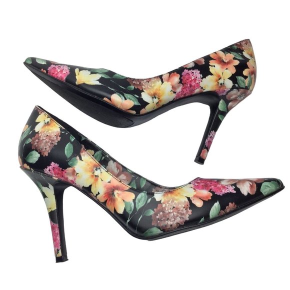 Nine West Jackpot Floral Pumps Size 5.5M High Heels Stilettos Pointy Toe Flowers - Picture 8 of 10